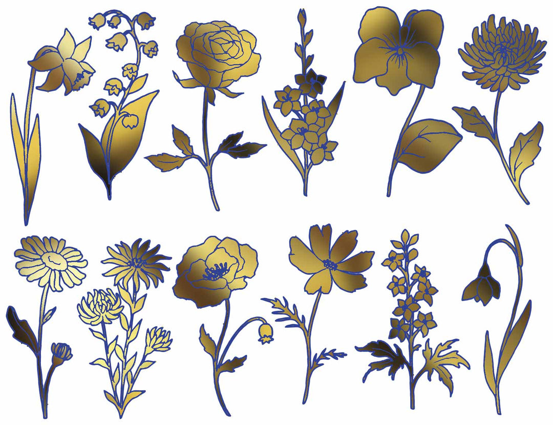 Two-Color Garden Flowers Decals - Ceramic Cone 017 - Fused Glass - Enamel