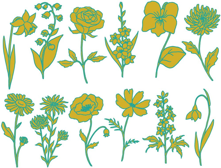 Two-Color Garden Flowers Decals - Ceramic Cone 017 - Fused Glass - Enamel