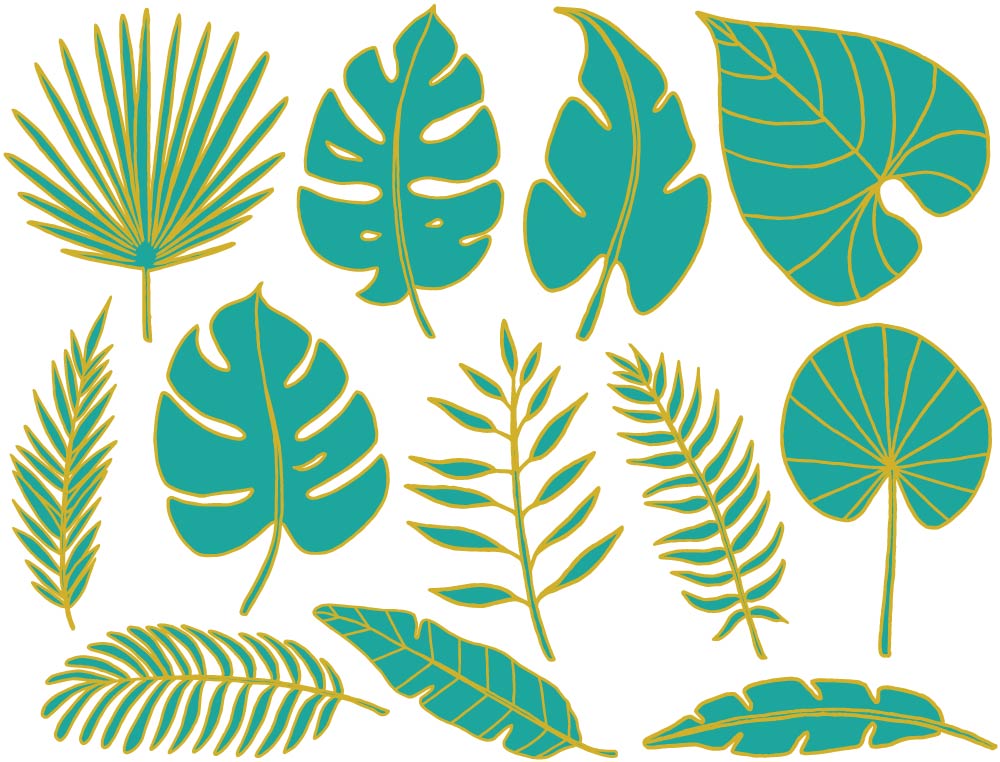 Two Color Tropical Leaves Flower Decals - Ceramic Cone 017 - Fused Glass - Enamel