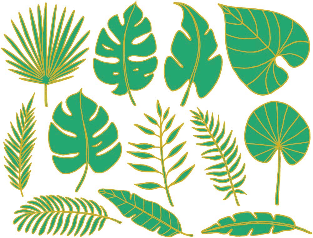 Two Color Tropical Leaves Flower Decals - Ceramic Cone 017 - Fused Glass - Enamel