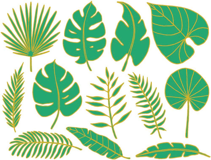 Two Color Tropical Leaves Flower Decals - Ceramic Cone 017 - Fused Glass - Enamel