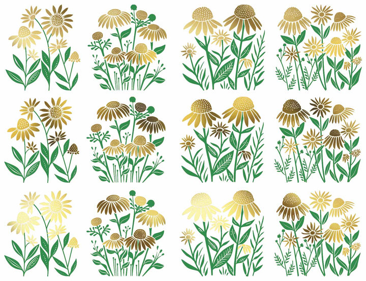 Zwei-Farben-Echinacea-Kegelblumen-Abziehbilder – Keramik-Kegel 017 – Glasverschmelzung – Emaille