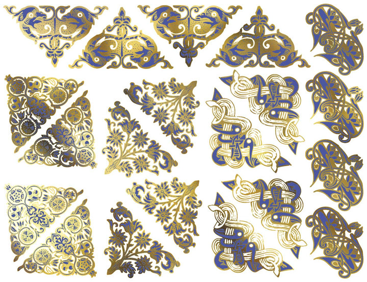 Zweifarbige dekorative Eck- und Dreiecks-Abziehbilder - Keramik Brenntemperatur ~780°C - Fusingglas - Emaille