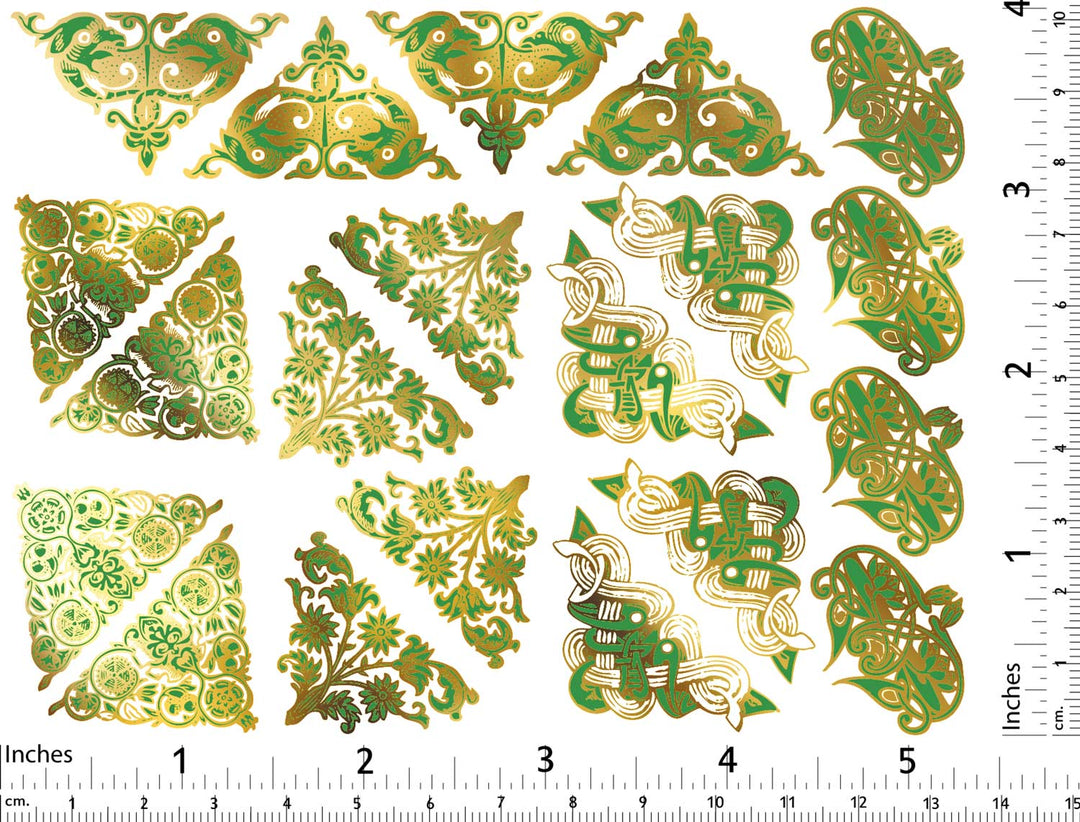 Zweifarbige dekorative Eck- und Dreiecks-Abziehbilder - Keramik Brenntemperatur ~780°C - Fusingglas - Emaille