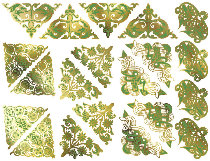 Zweifarbige dekorative Eck- und Dreiecks-Abziehbilder - Keramik Brenntemperatur ~780°C - Fusingglas - Emaille