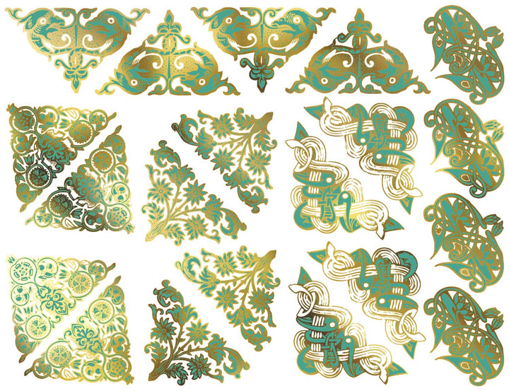 Zweifarbige dekorative Eck- und Dreiecks-Abziehbilder - Keramik Brenntemperatur ~780°C - Fusingglas - Emaille