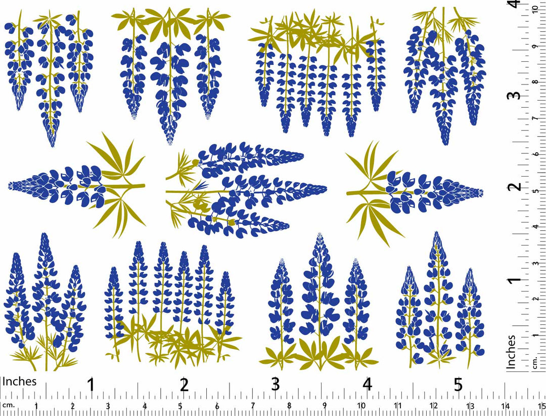 Décalcomanies Fleur de Lupin Deux Couleurs - Céramique Cône 017 - Verre Fusionné - Émail