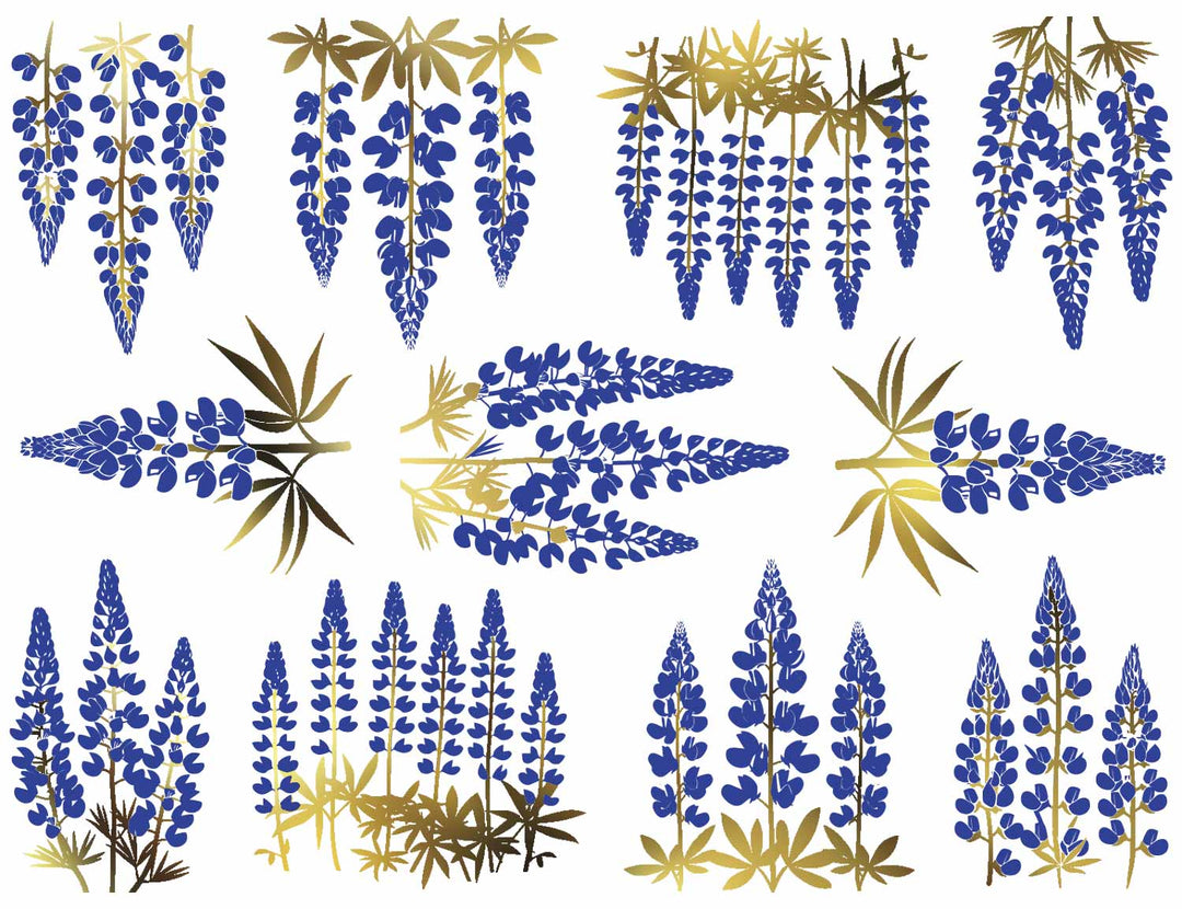 Décalcomanies Fleur de Lupin Deux Couleurs - Céramique Cône 017 - Verre Fusionné - Émail
