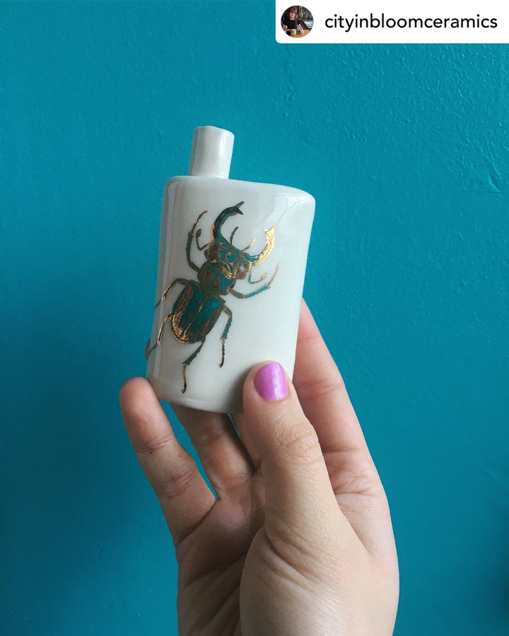 Grandes décalcomanies de scarabée bicolores - Céramique Cône 017 - Verre fusionné - Émail