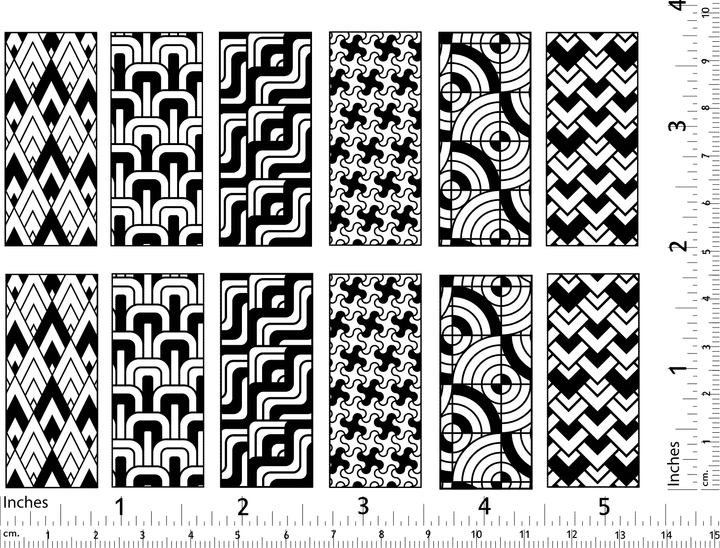 Art Deco Rectangle Decals - Ceramic Cone 017 - Fused Glass - Enamel