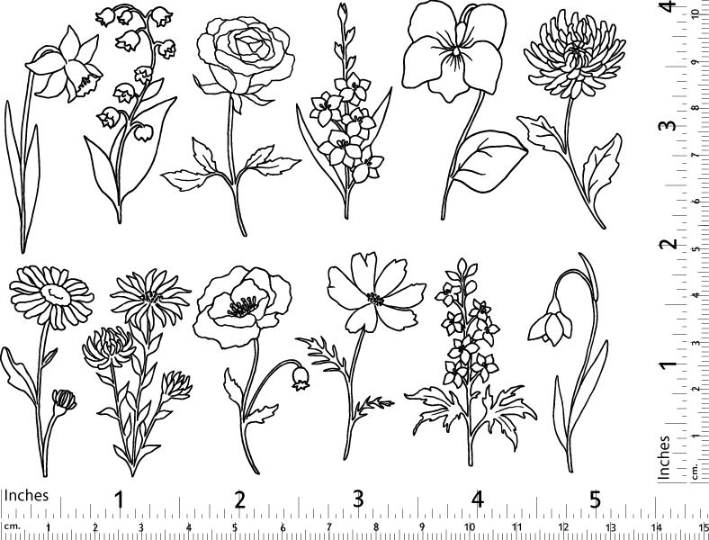 Two-Color Garden Flowers Decals - Ceramic Cone 017 - Fused Glass - Enamel