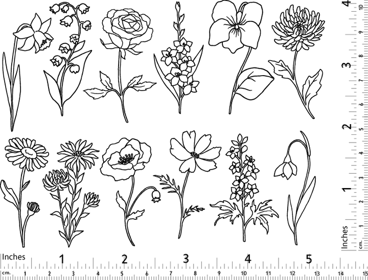 Two-Color Garden Flowers Decals - Ceramic Cone 017 - Fused Glass - Enamel