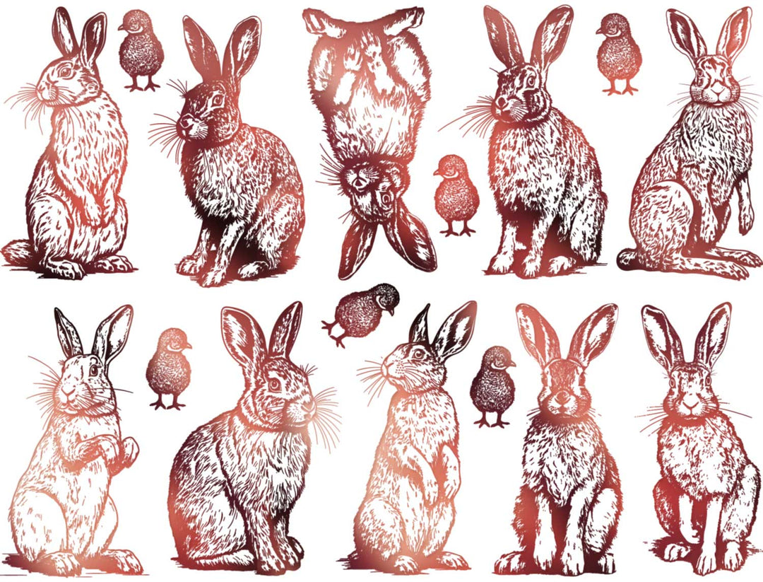 Bunnies and Chicks Decals - Ceramic Cone 017 - Fused Glass - Enamel