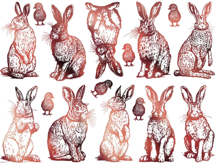 Bunnies and Chicks Decals - Ceramic Cone 017 - Fused Glass - Enamel