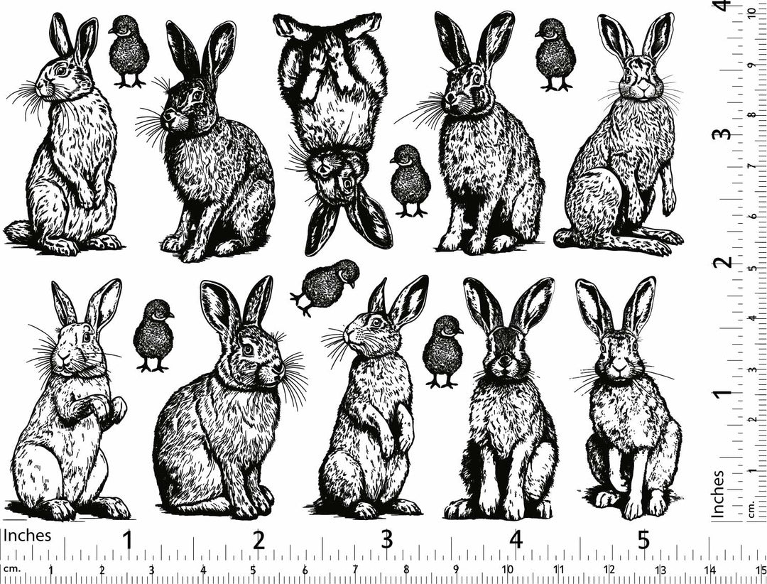 Bunnies and Chicks Decals - Ceramic Cone 017 - Fused Glass - Enamel