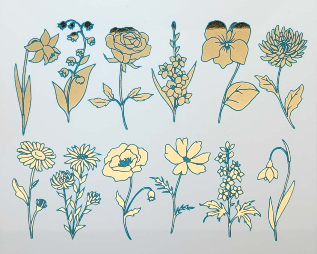 Two-Color Garden Flowers Decals - Ceramic Cone 017 - Fused Glass - Enamel