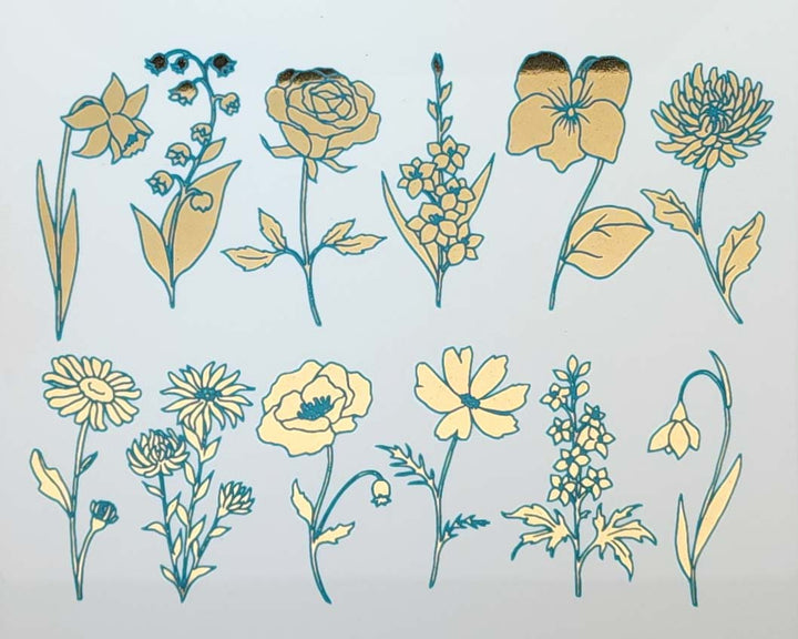 Two-Color Garden Flowers Decals - Ceramic Cone 017 - Fused Glass - Enamel