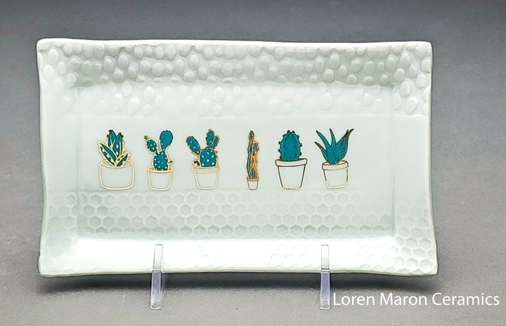 Décalcomanies de cactus et de succulentes bicolores - Céramique Cône 017 - Verre fusionné - Émail