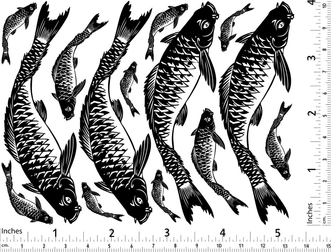 Aufkleber mit Koi-Karpfenfischen – Kegel 6 – Inglasur 