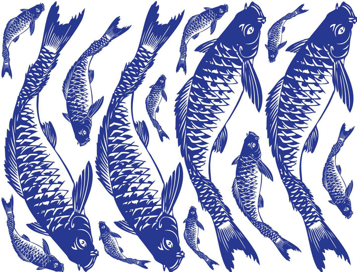 Aufkleber mit Koi-Karpfenfischen – Kegel 6 – Inglasur 