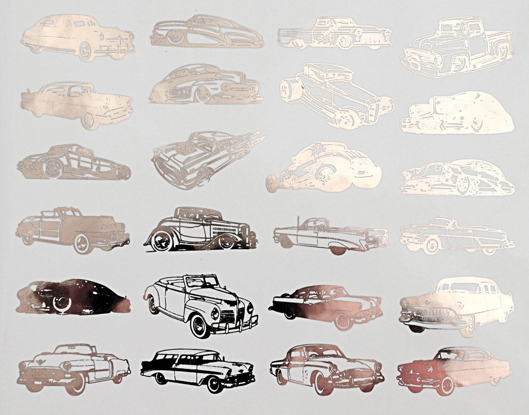 Décalcomanies de petites voitures classiques rétro - Céramique Cône 017 - Verre fusionné - Émail