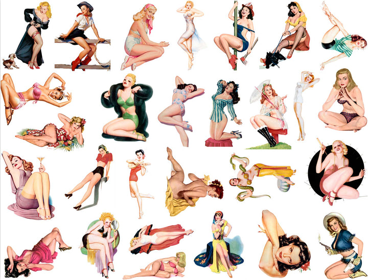 Pin-up colorées rétro des années 1960 - Non adapté pour Produits Alimentaires - Céramique Cône 017 - Verre fusionné - Émail