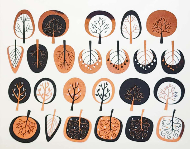 Décalcomanies d'arbre moderne bicolore - Céramique Cône 017 - Verre fusionné - Émail