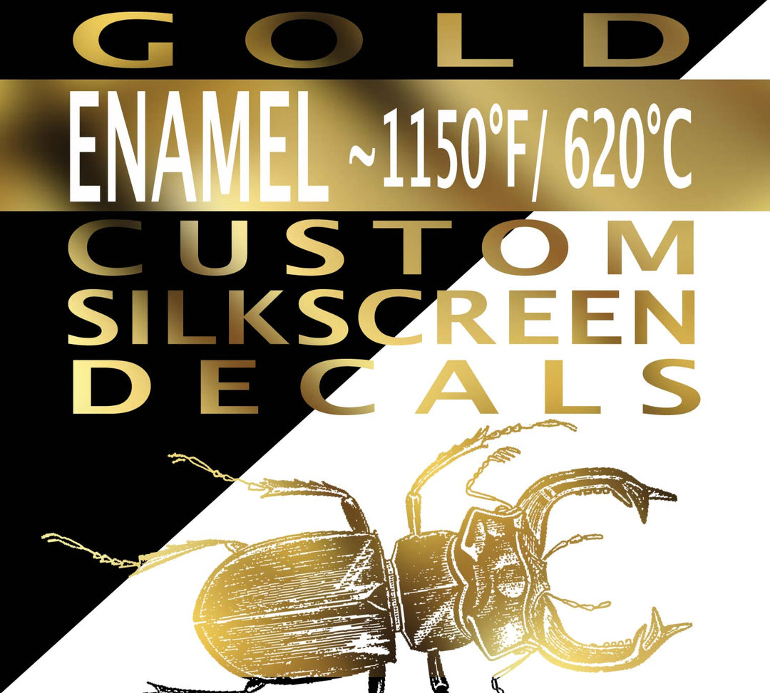 KUNDENSPEZIFISCHE Silkscreen 23K Gold-Abziehbilder für Emaille - 1150°F / 620°C bis 1200°F / 650°C