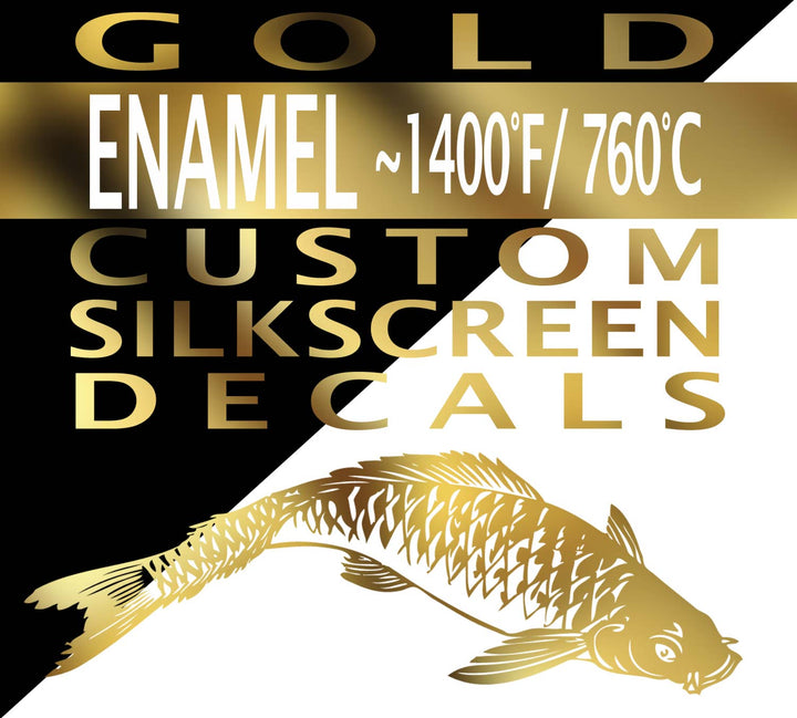 KUNDENSPEZIFISCHE Silkscreen 23K Gold-Abziehbilder für Emaille - 1150°F / 620°C bis 1200°F / 650°C