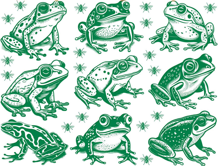 Décalcomanies Grenouilles et Mouches - Céramique Cône 017 - Verre Fusionné