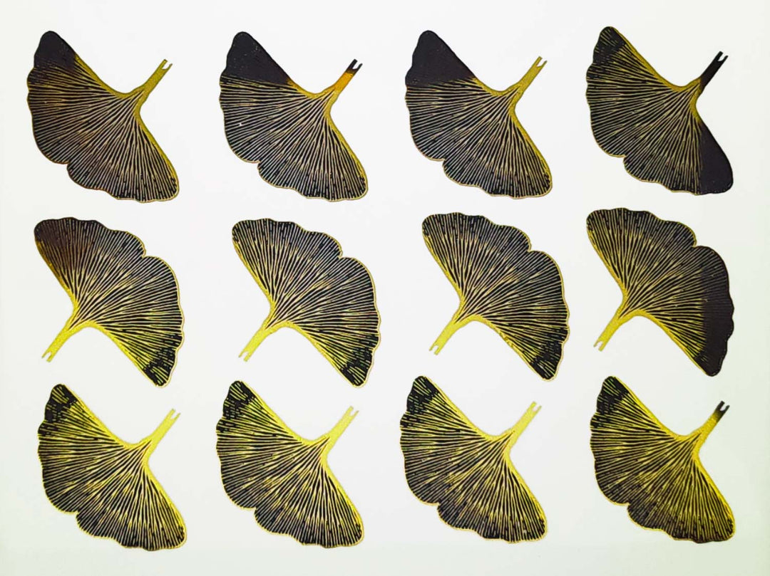 Décalcomanies Feuille de ginkgo bicolore - Céramique Cône 017 - Verre fusionné - Émail