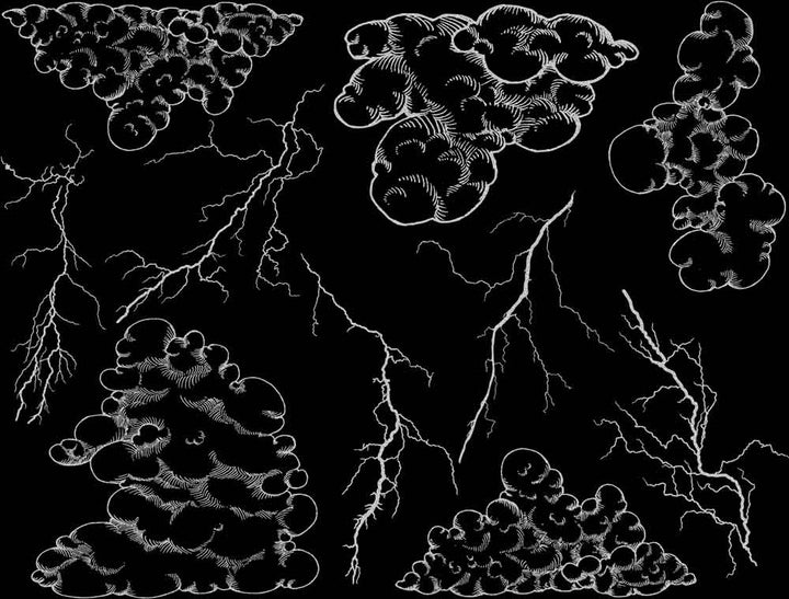 Décalcomanies d'éclairs et de nuages d'orage - Céramique Cône 017 - Verre fusionné - Émail