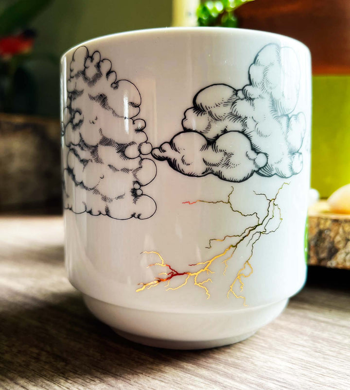 Décalcomanies d'éclairs et de nuages d'orage - Céramique Cône 017 - Verre fusionné - Émail