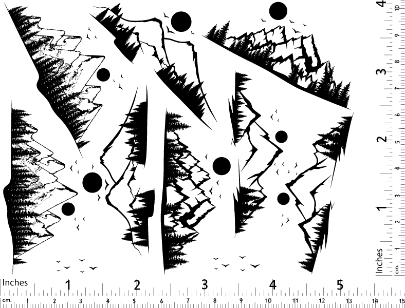 Mountain Scene Decals - Ceramic Cone 017 - Fused Glass - Enamel