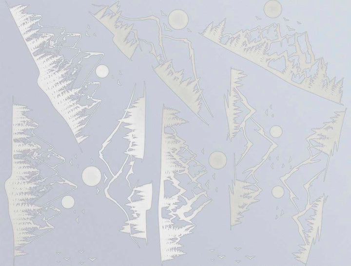 Mountain Scene Decals - Ceramic Cone 017 - Fused Glass - Enamel