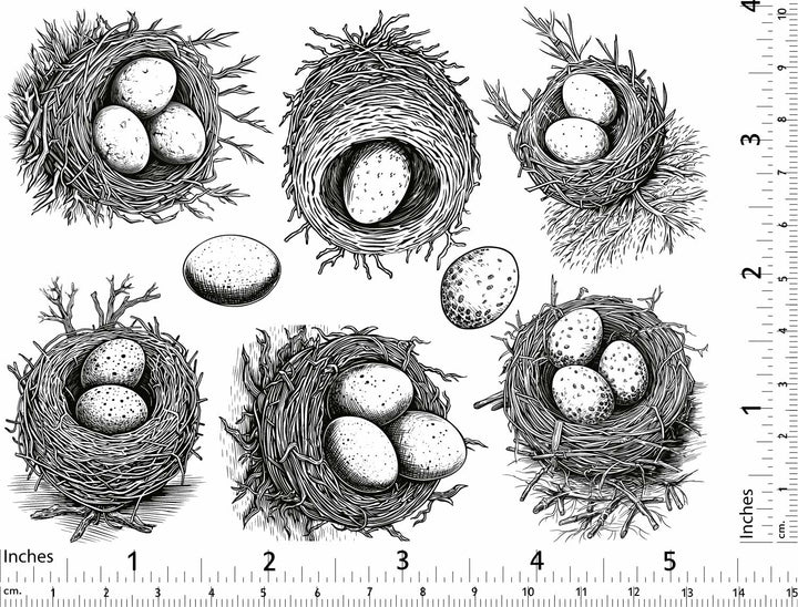 Birds Nest Decals - Ceramic Cone 017 - Fused Glass - Enamel