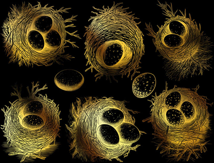 Birds Nest Decals - Ceramic Cone 017 - Fused Glass - Enamel