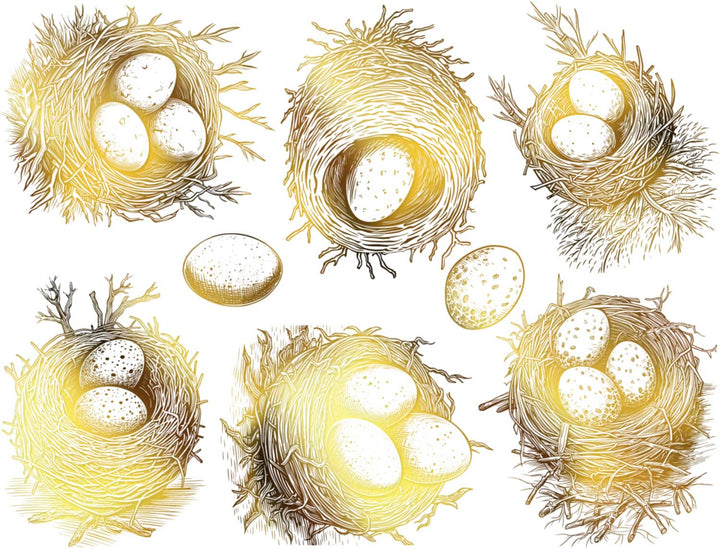 Birds Nest Decals - Ceramic Cone 017 - Fused Glass - Enamel