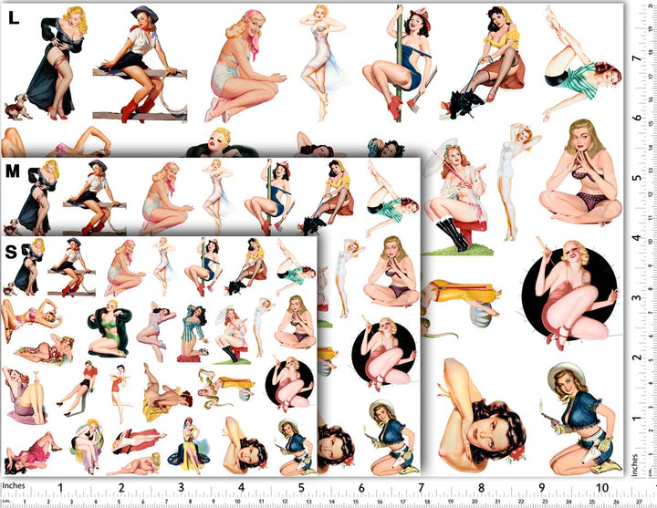 Pin-up colorées rétro des années 1960 - Non adapté pour Produits Alimentaires - Céramique Cône 017 - Verre fusionné - Émail