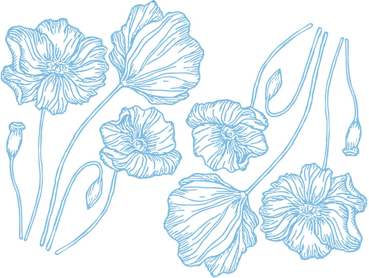 Leuchtende Mohnblumen-Aufkleber – Nicht lebensmittelecht – Glassware – Keramikkegel 022 – Emaille