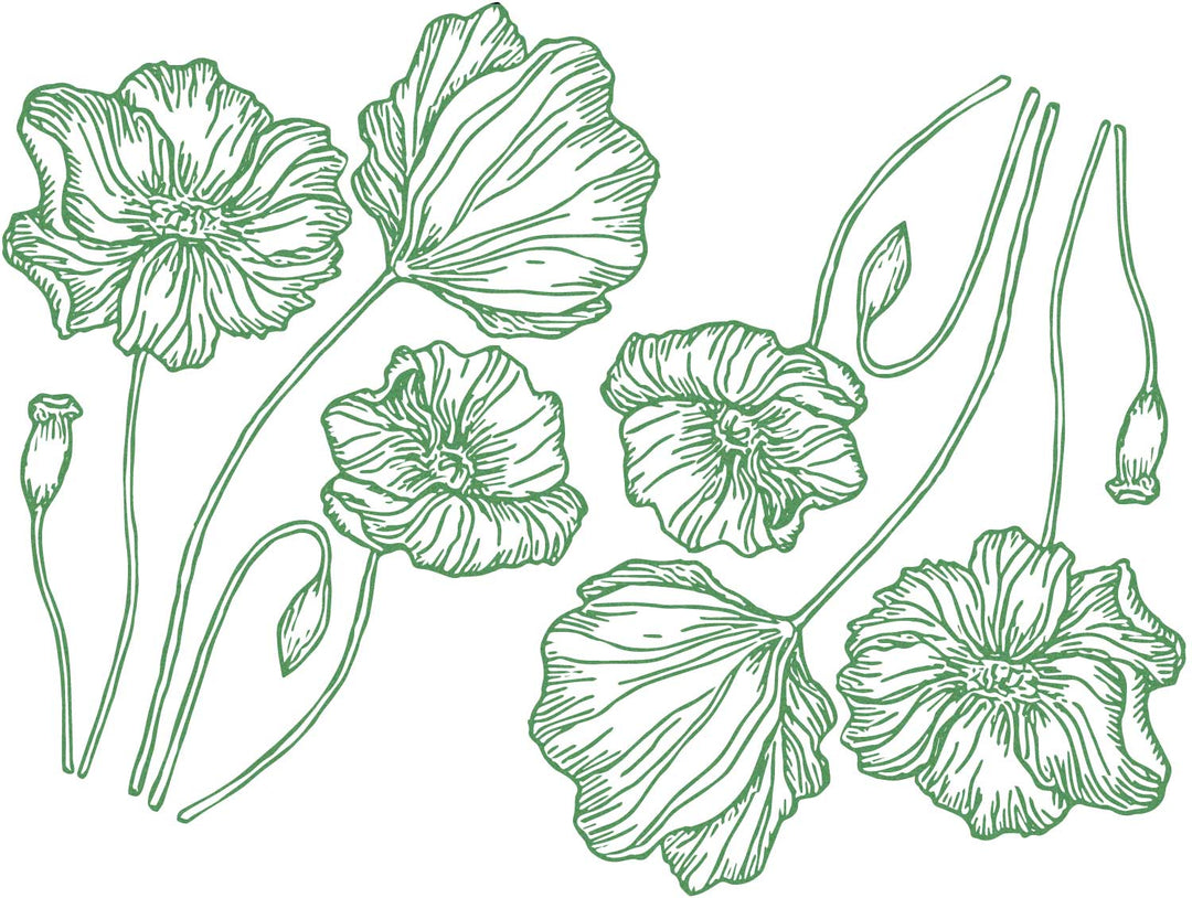 Leuchtende Mohnblumen-Aufkleber – Nicht lebensmittelecht – Glassware – Keramikkegel 022 – Emaille