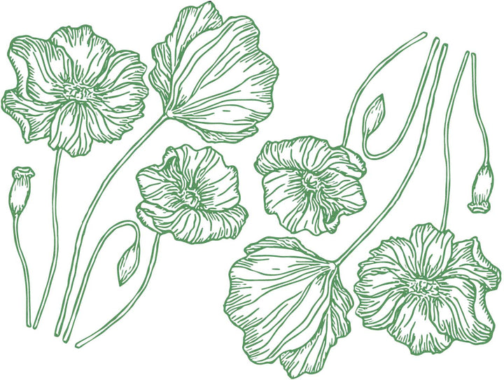 Leuchtende Mohnblumen-Aufkleber – Nicht lebensmittelecht – Glassware – Keramikkegel 022 – Emaille