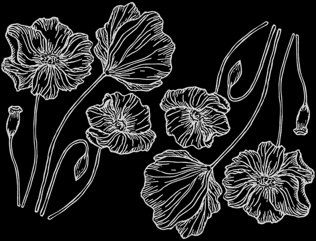 Décalcomanies Coquelicot - Céramique Cône 017 - Verre fusionné - Émail