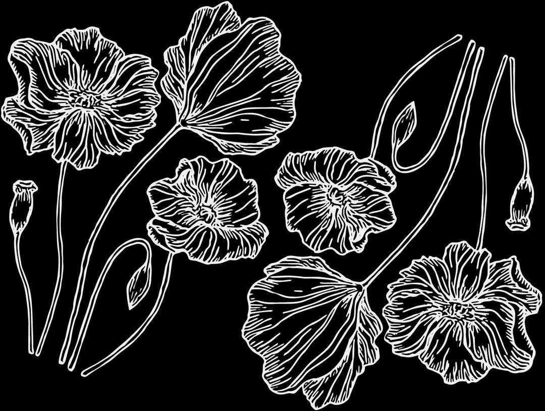 Leuchtende Mohnblumen-Aufkleber – Nicht lebensmittelecht – Glassware – Keramikkegel 022 – Emaille