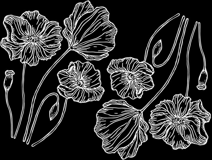 Leuchtende Mohnblumen-Aufkleber – Nicht lebensmittelecht – Glassware – Keramikkegel 022 – Emaille