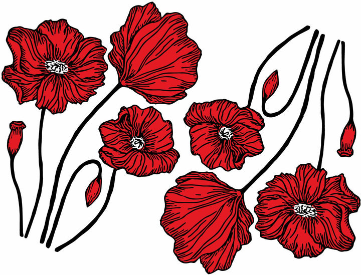 Rote Mohnblumen Abziehbilder - Glaswaren - Emaille