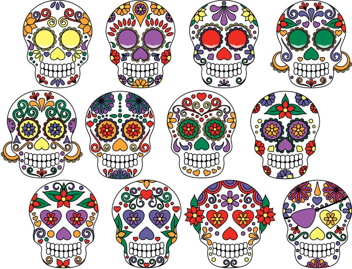 Bunte Sugar Skull Aufkleber - Keramikkegel 017 - Emaille