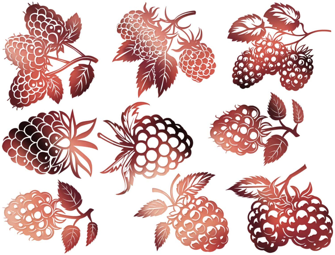 Raspberry and Blackberry Decals - Ceramic Cone 017 - Fused Glass - Enamel