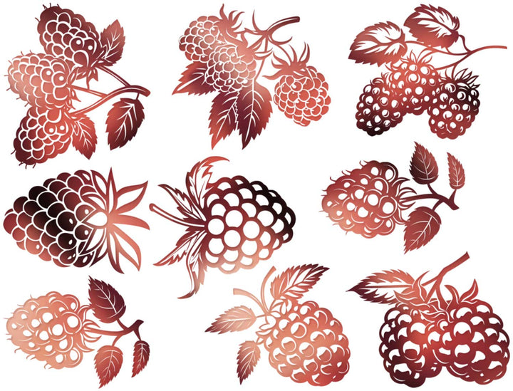 Raspberry and Blackberry Decals - Ceramic Cone 017 - Fused Glass - Enamel
