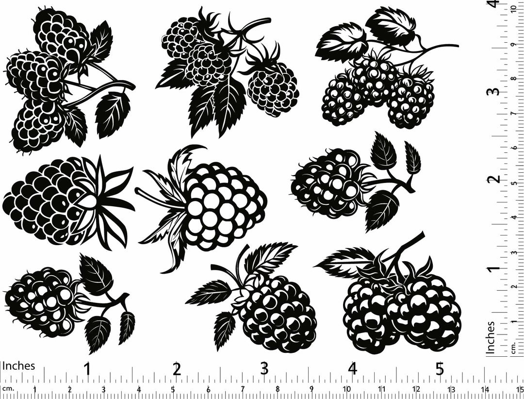 Raspberry and Blackberry Decals - Ceramic Cone 017 - Fused Glass - Enamel